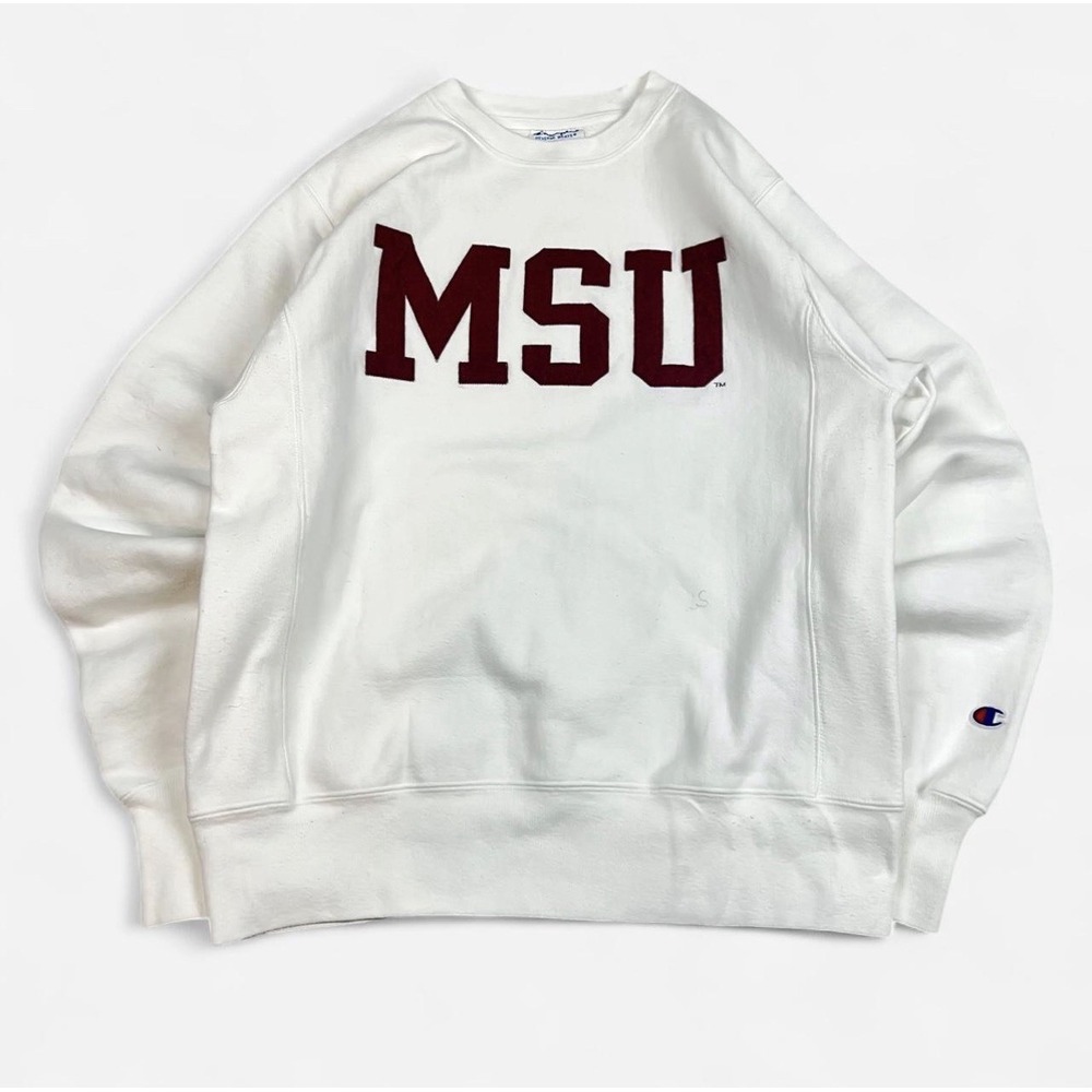 Champion Reverse Weave Mississippi State MSU Crewneck Sweatshirt White Small
